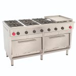 Cocina industrial 6 platos con plancha grande Maigas